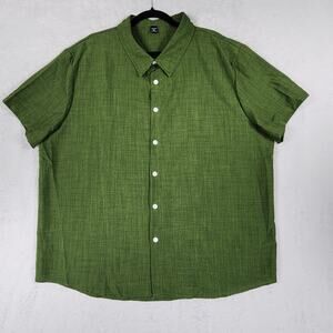 NWT SHEIN Manfinity Men 3XL Short Sleeve Button Down Shirt Polyester Green